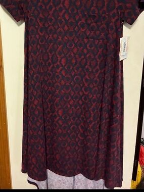 LuLaRoe A-Line dress
 in Burgundy and Navy Geometric